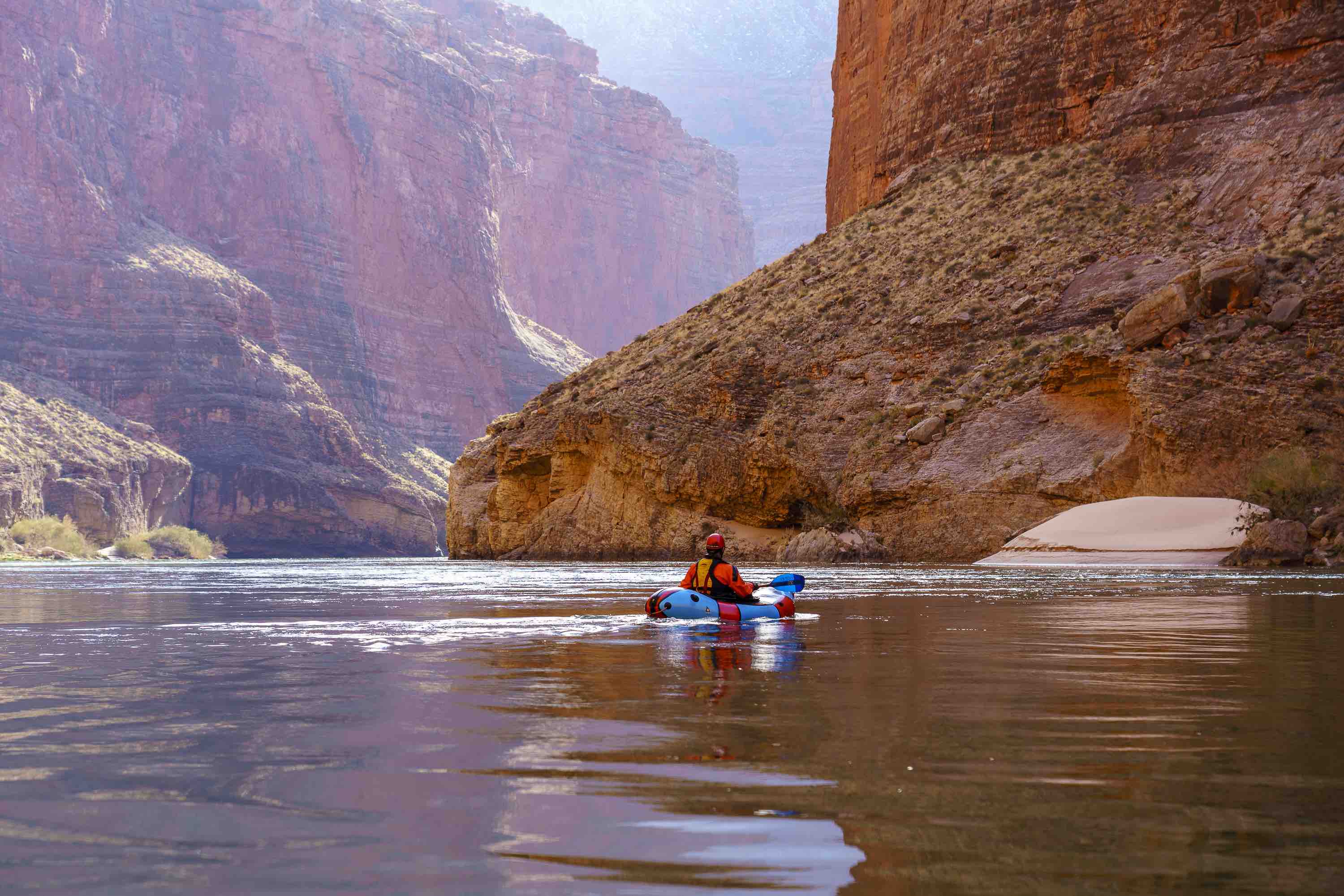 A kayaker in the Grand Canyon