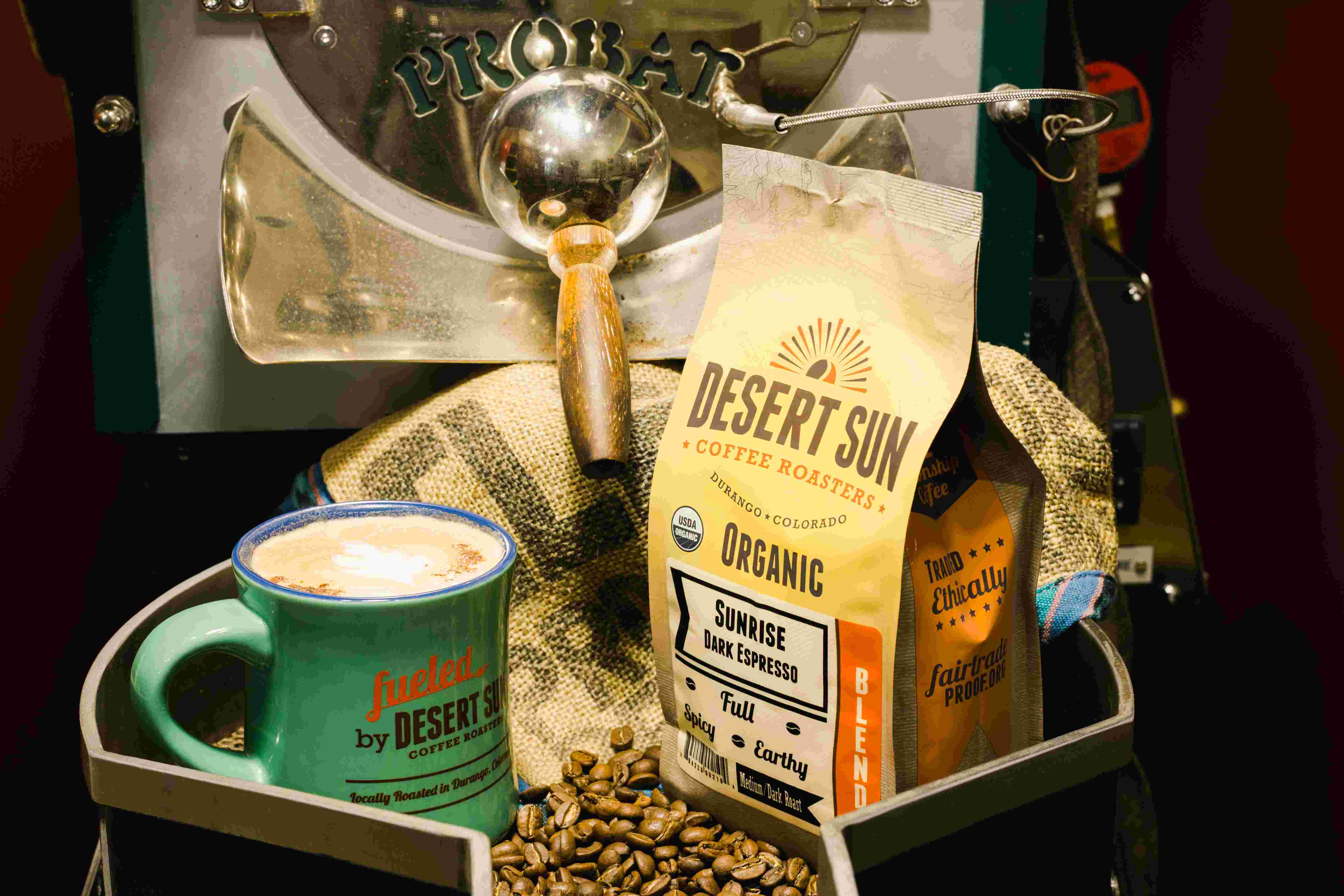 desert sun coffee bag mug and coffee machine