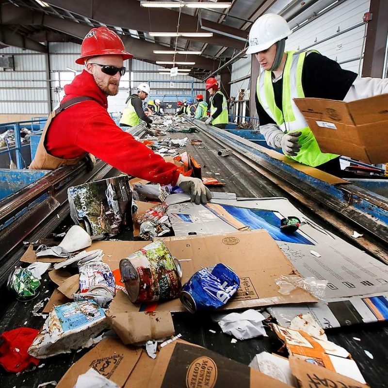 Sorting recycling at a facility